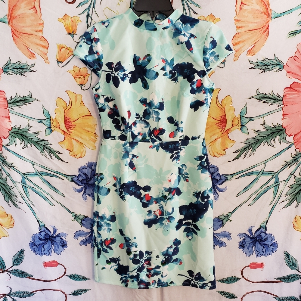 Blue Floral Mini Dress